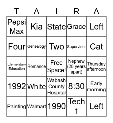 Happy 26th Anniversary! Bingo Card