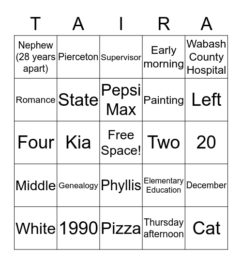 Happy 26th Anniversary! Bingo Card