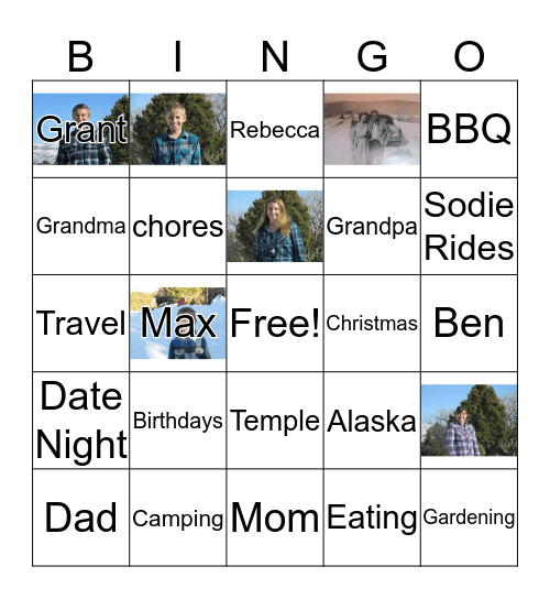 Hewitt Family Night Bingo Card