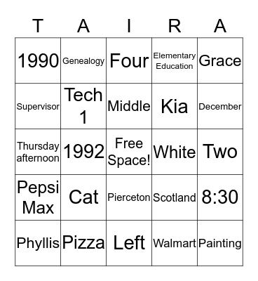 Happy 26th Anniversary! Bingo Card