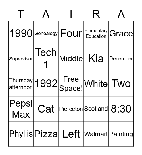 Happy 26th Anniversary! Bingo Card