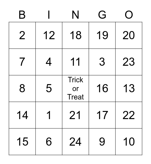 Happy Halloween Bingo Card