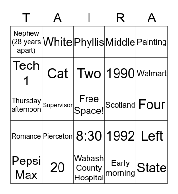 Happy 26th Anniversary! Bingo Card