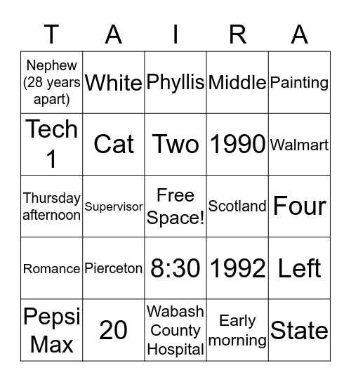 Happy 26th Anniversary! Bingo Card