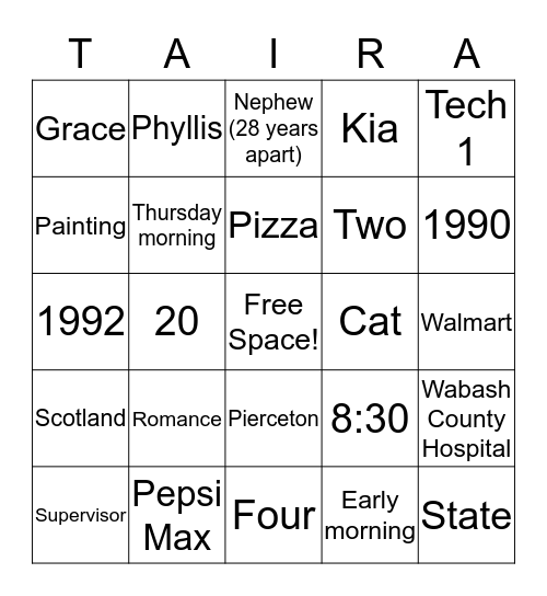 Happy 26th Anniversary! Bingo Card