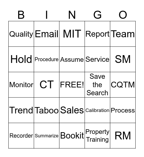 Corporate Quality Bingo Card