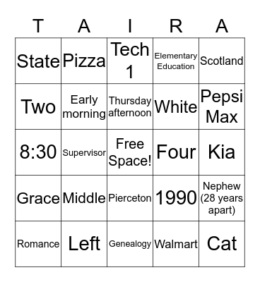 Happy 26th Anniversary! Bingo Card