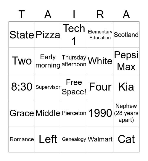 Happy 26th Anniversary! Bingo Card