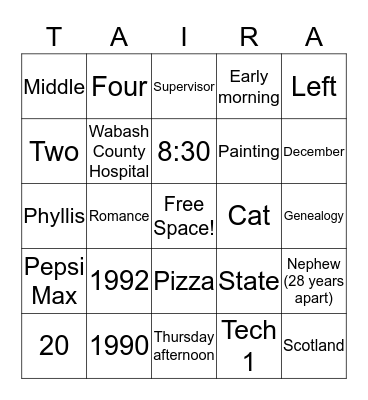 Happy 26th Anniversary! Bingo Card