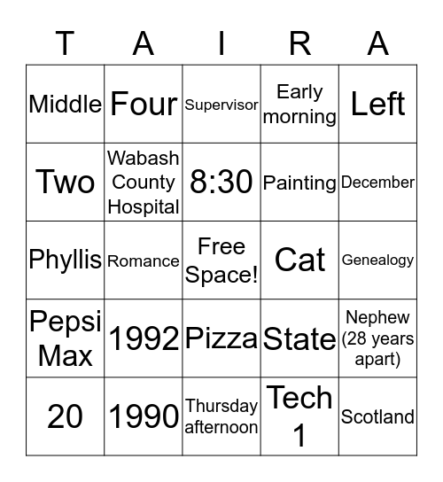 Happy 26th Anniversary! Bingo Card