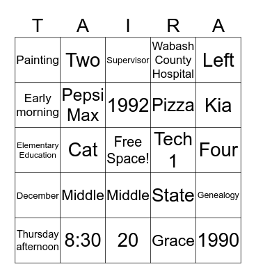 Happy 26th Anniversary! Bingo Card