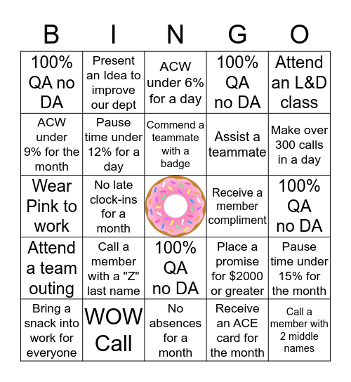 ODA Bingo Card