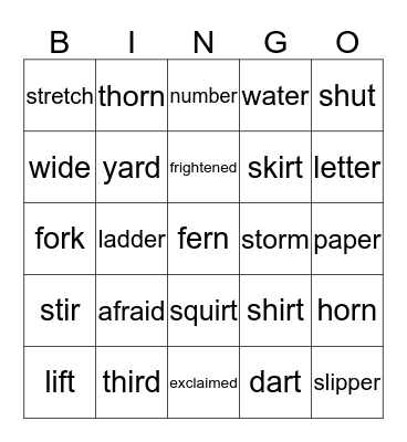 Wordlist 15 Bingo Card