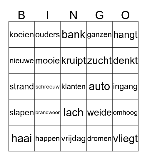Woordpakket 26 Bingo Card