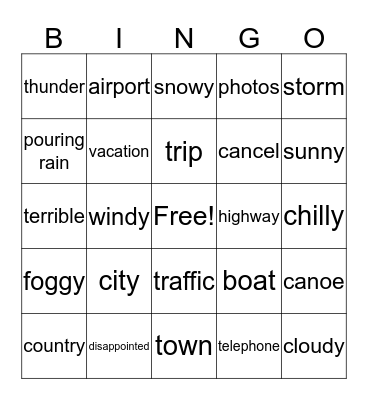 Travel Trouble Bingo Card