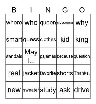 Untitled Bingo Card