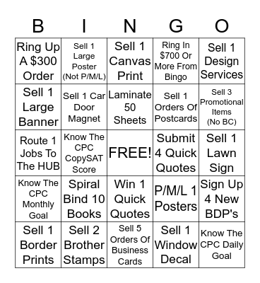 COPY CENTER BINGO (BLACK OUT) Bingo Card