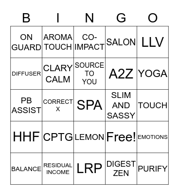 dōTERRA Bingo Card