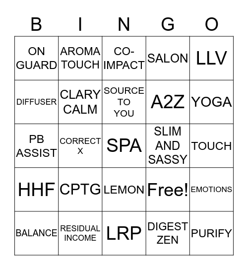 dōTERRA Bingo Card