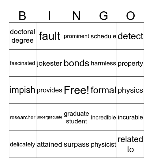CR C1 55 - 60 Bingo Card