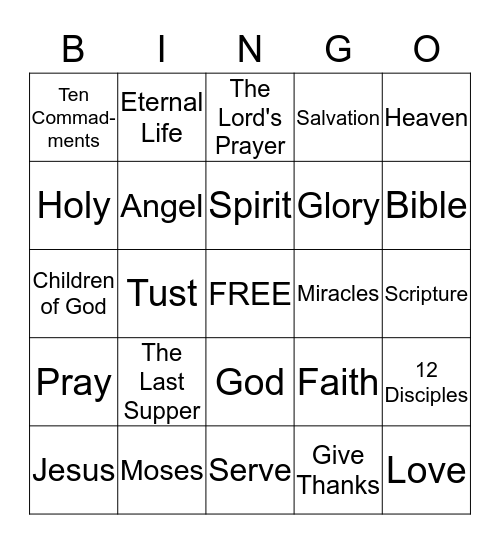 Holy Bingo Card
