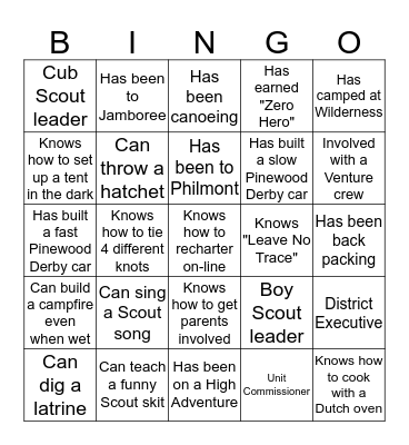 Scout BINGO Card