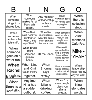CCED Bingo Card