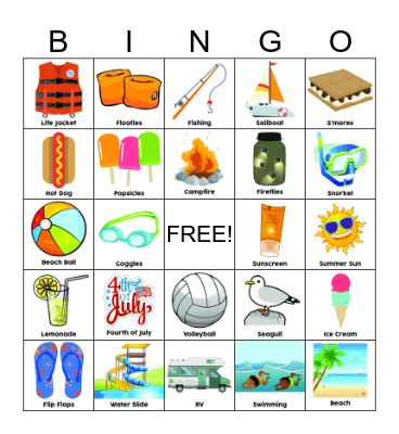 Summer Bingo!  Bingo Card