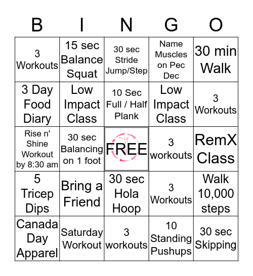 Forever Fitness BINGO CHALLENGE Bingo Card