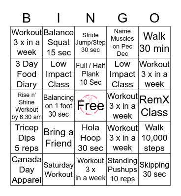 Forever Fit BINGO CHALLENGE Bingo Card