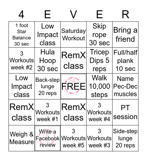 FOREVER FIT       Bingo Challenge Bingo Card