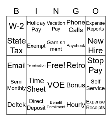 Friday Bingo Card