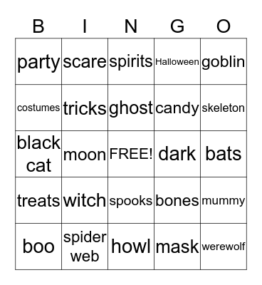 Halloween Bingo Card