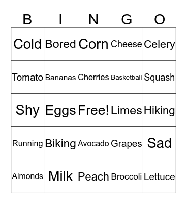 Healthy Me Bingo! Bingo Card