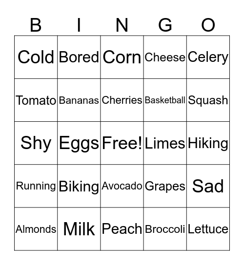 Healthy Me Bingo! Bingo Card