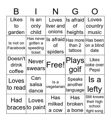 Get To Know Your Coworkers Bingo Card