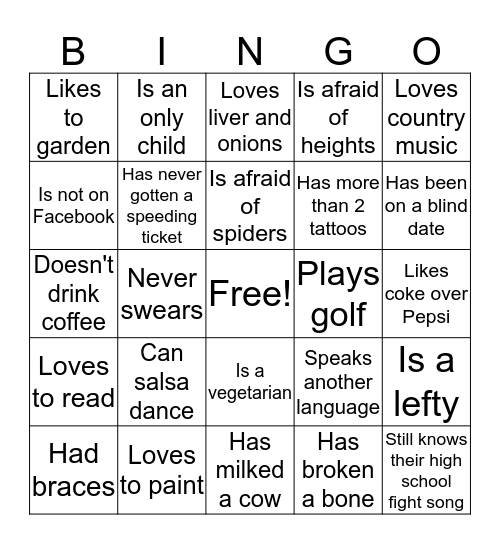 Get To Know Your Coworkers Bingo Card