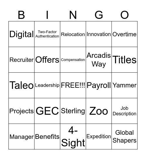 Arcadis HR BINGO Card