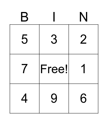Number  Bingo Card