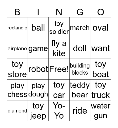 At the Toy Store Bingo Card