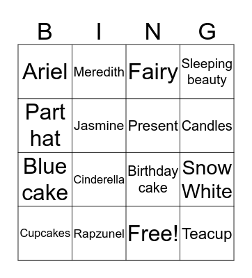 High tea Bingo Card