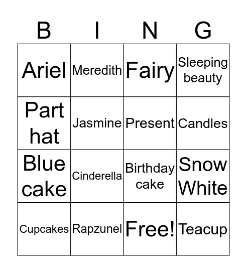 High tea Bingo Card