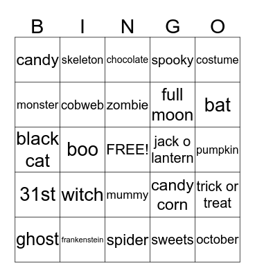 Halloween Bingo Card