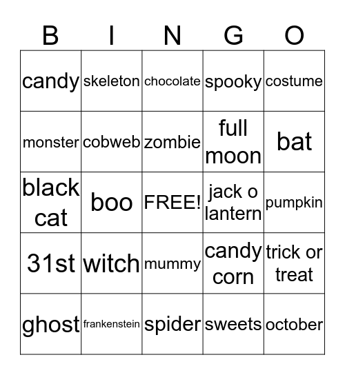 Halloween Bingo Card