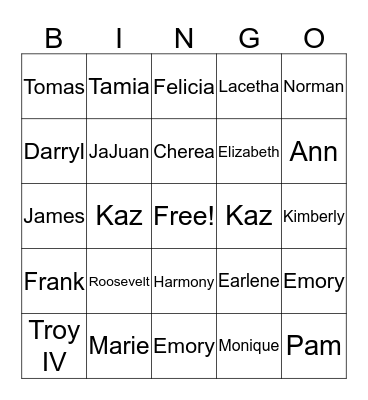 Swinney Family Reunion 2018 Bingo Card