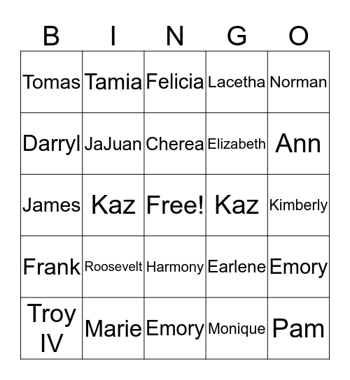 Swinney Family Reunion 2018 Bingo Card