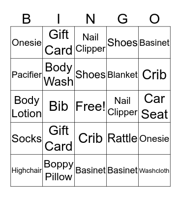 Baby Bingo Card