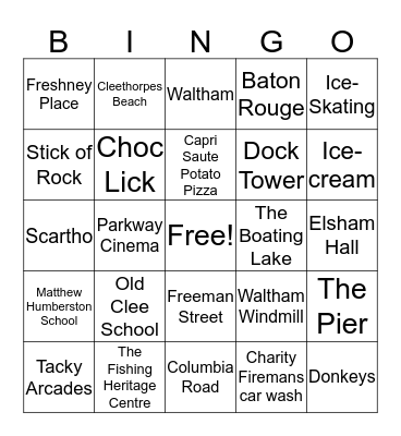 Grimsby Bingo! Bingo Card