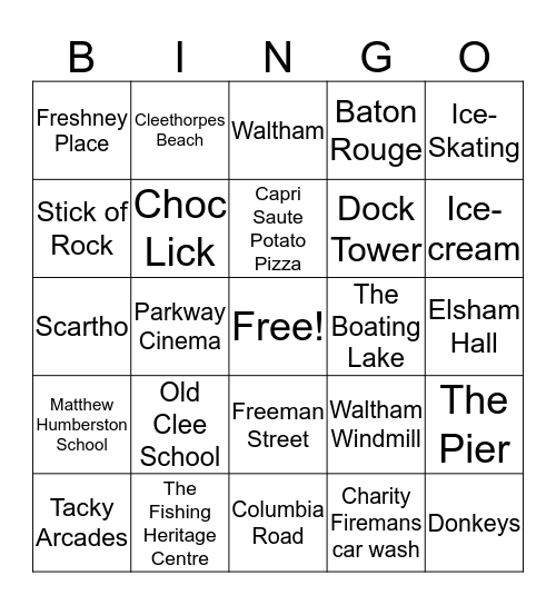 Grimsby Bingo! Bingo Card