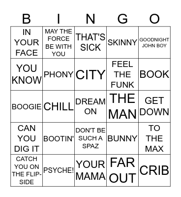 70'S SAYINGS Bingo Card